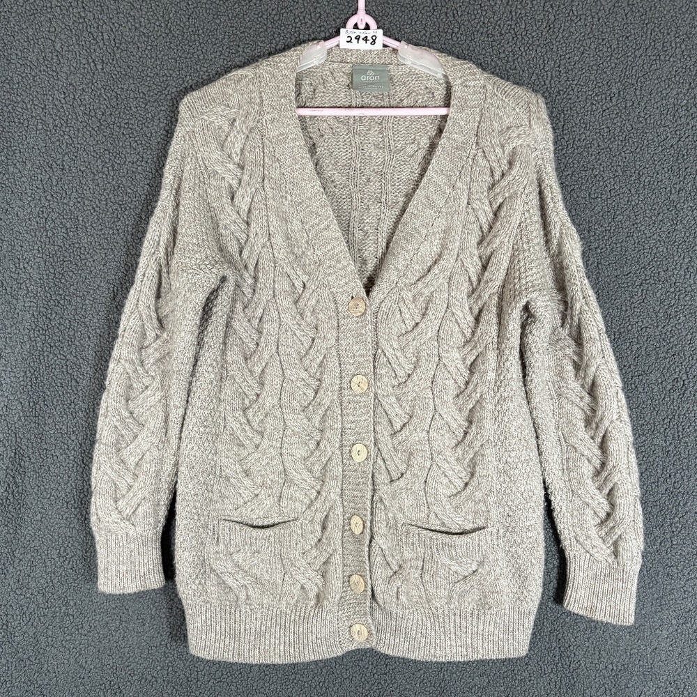 Aran Woollen Mills Merino Wool Cable Knit Irish Sweater - Women's Size M - Cream
